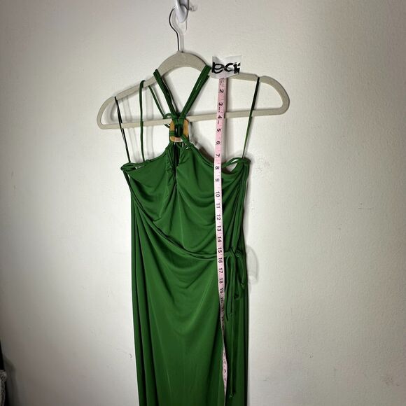 Zara Emerald Green Strapless V-Neck Keyhole Halter Top Tie Back Maxi Dress M - Picture 10 of 11